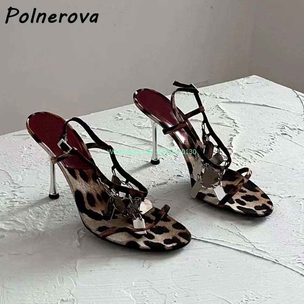 Street Fashion Runway - Leopard Metal Fringe Sandals Round Toe