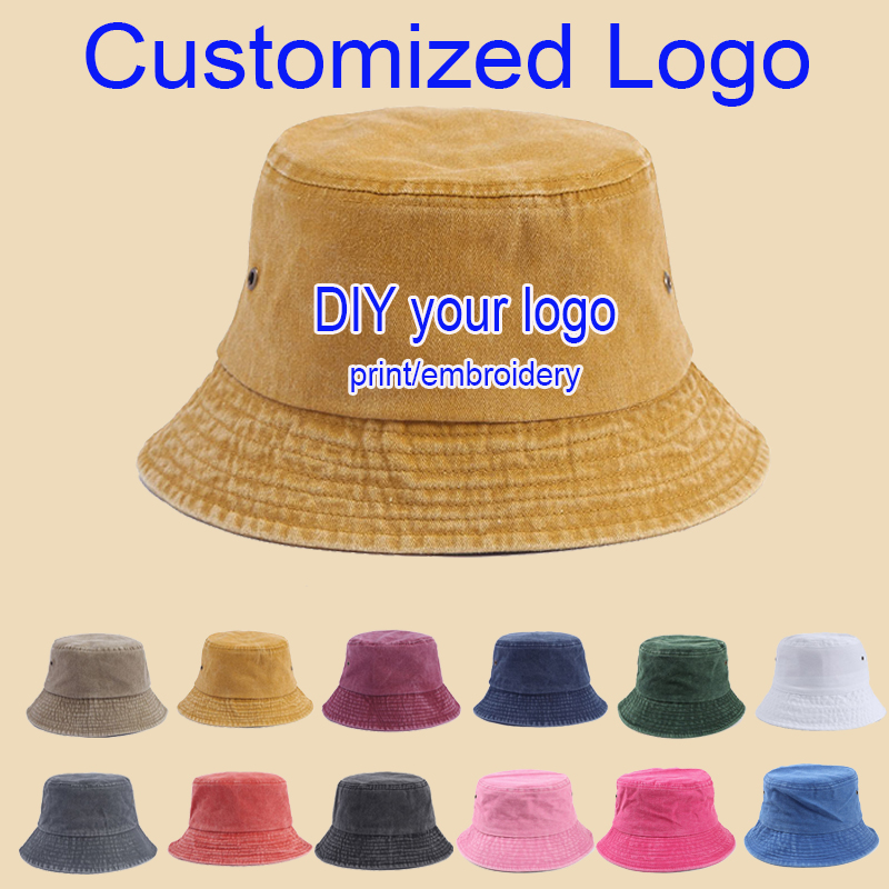 Bucket Hat Embroidered - Customized Logo Print Embroidery European American