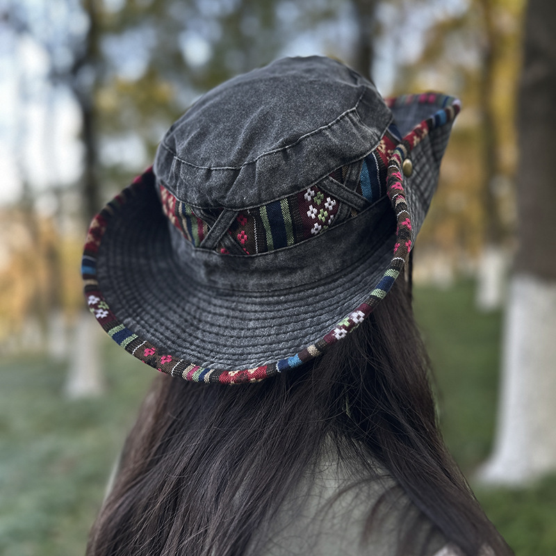 Bucket Hat Embroidered - Men Women Summer Bucket Hat Retro