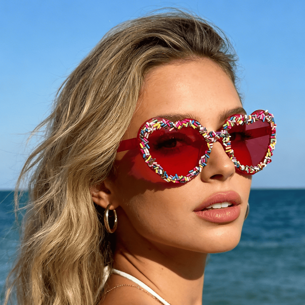 Street Fashion Photo - Candy Sprinkle Heart Shaped Sunglasses Novelty