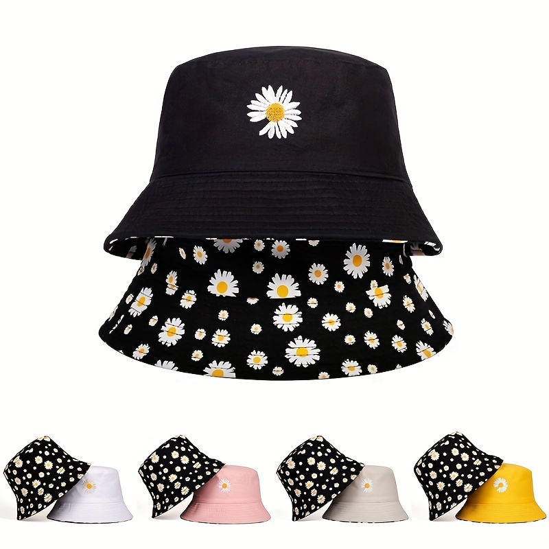 Summer Daisy Double-Sided  Buc - مراجعة Bucket Hat Embroidered وسعره