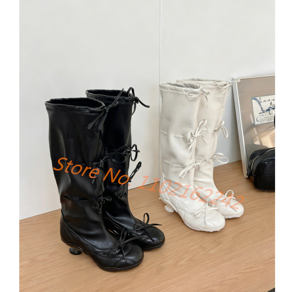 Bow-Tie Ballet Knee-High Boots - مراجعة Street Fashion Runway وسعره
