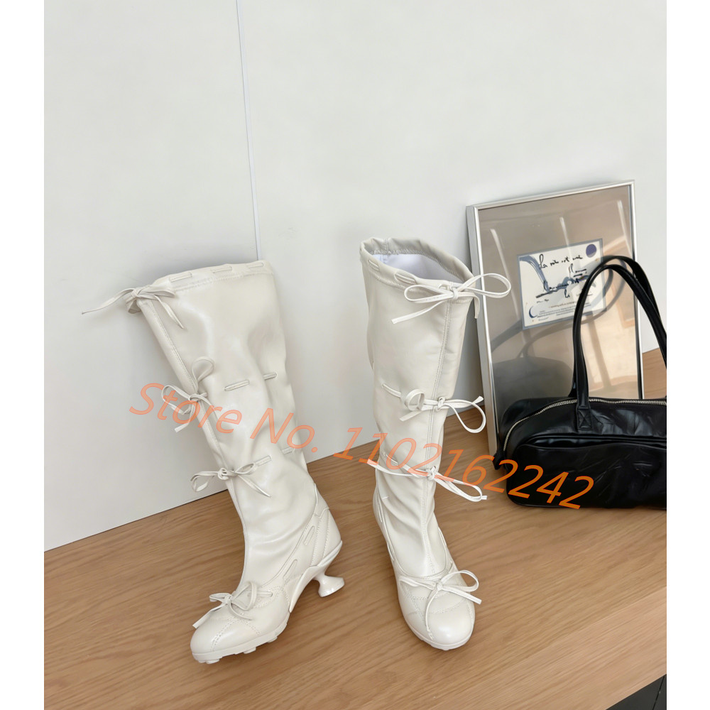 Bow-Tie Ballet Knee-High Boots - مراجعة Street Fashion Runway وسعره