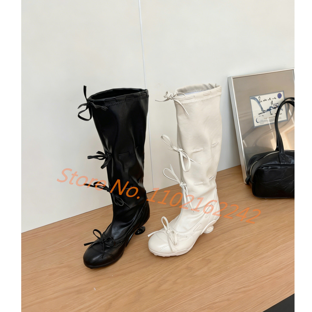Bow-Tie Ballet Knee-High Boots - مراجعة Street Fashion Runway وسعره