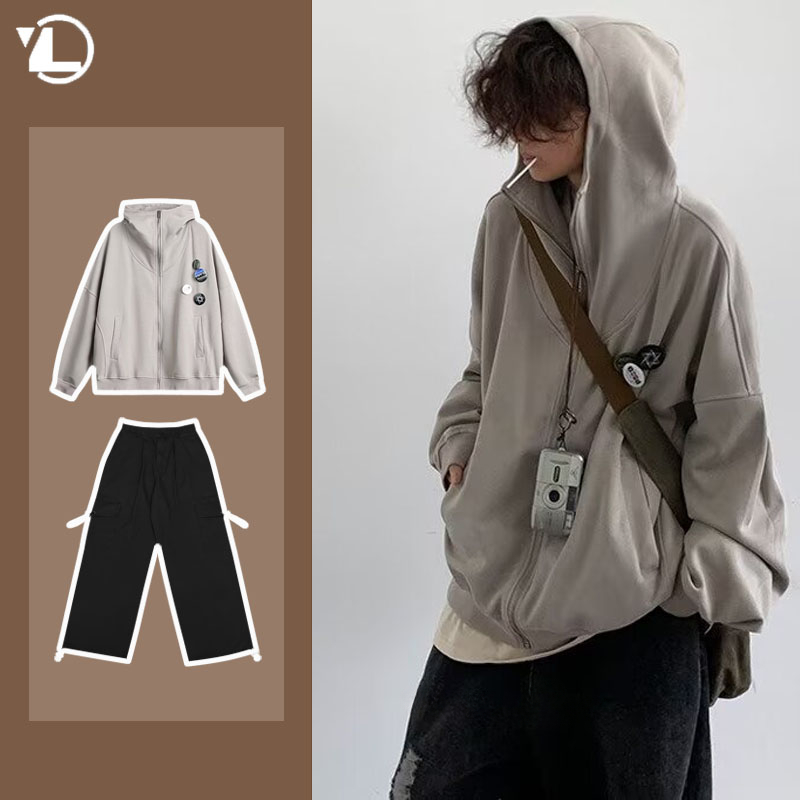 Autumn College Casual Set Men  - مراجعة Street Fashion In Japanese وسعره