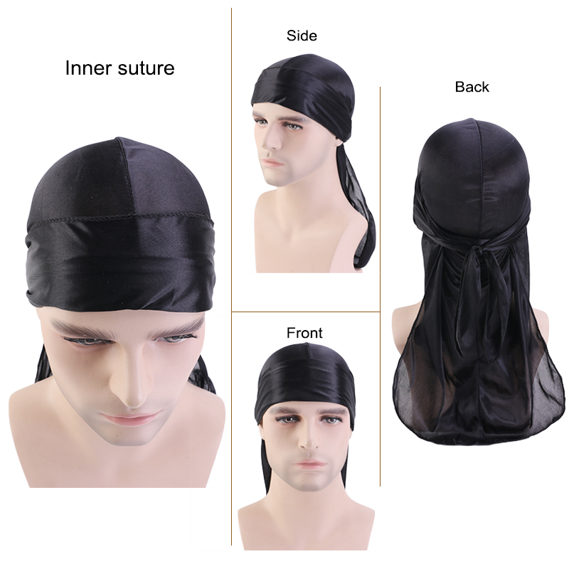 3PCS/LOT Long Durag Silk Satin - مراجعة Street Fashion Hats وسعره