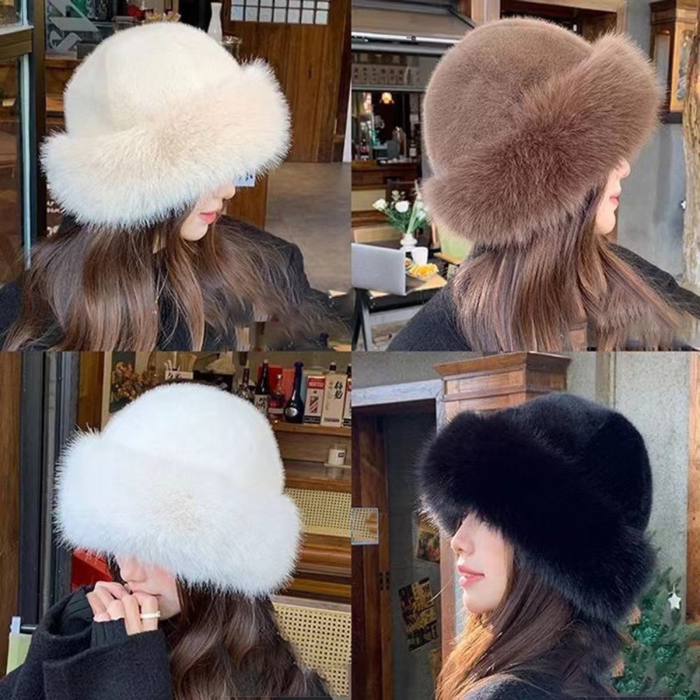 Women's Fluffy Fur Bucket Hat  - مراجعة Bucket Hat Embroidered وسعره