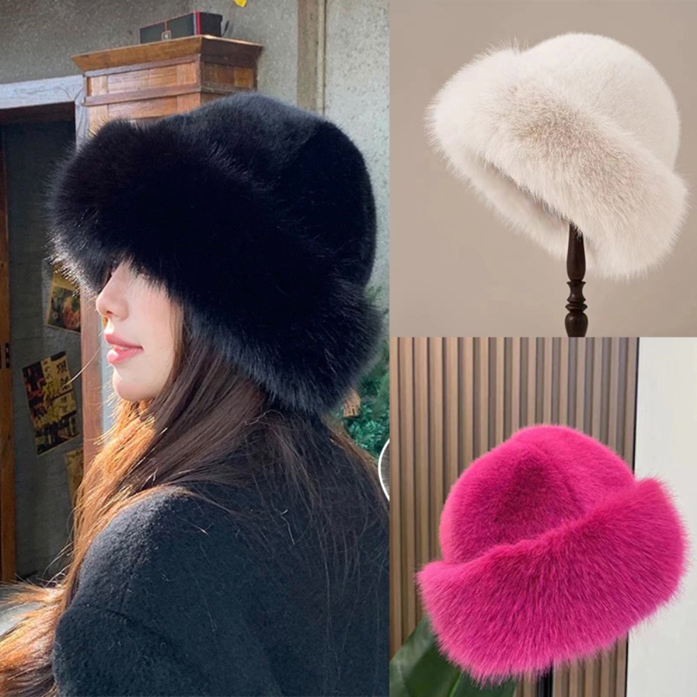 Women's Fluffy Fur Bucket Hat  - مراجعة Bucket Hat Embroidered وسعره