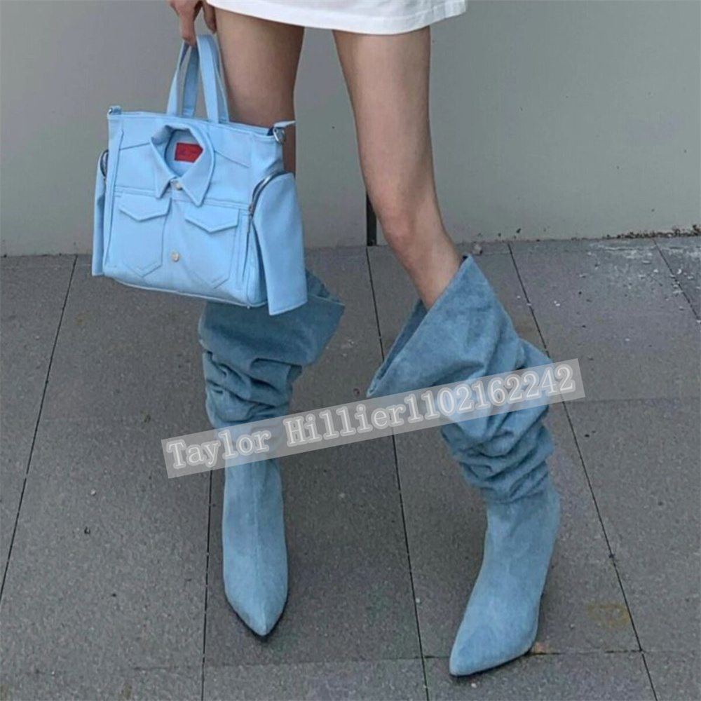 Springtime Blue Denim Pleated  - مراجعة Street Fashion Runway وسعره