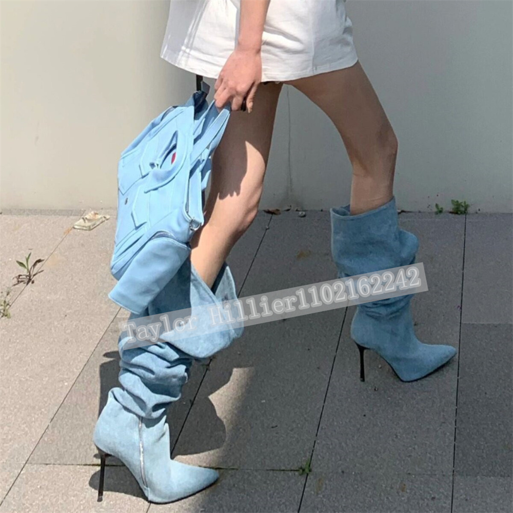 Springtime Blue Denim Pleated  - مراجعة Street Fashion Runway وسعره
