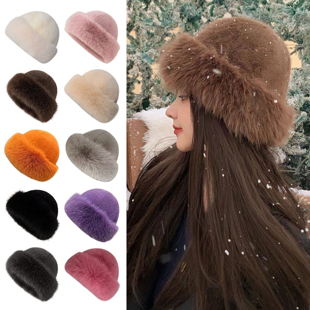 New Fluffy Fur Winter Hat Soli - مراجعة Bucket Hat Embroidered وسعره