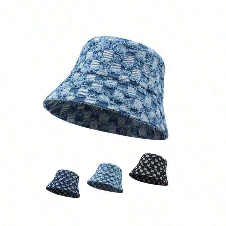 Fashionable Plaid Bucket Hat F - مراجعة Street Fashion Hats وسعره