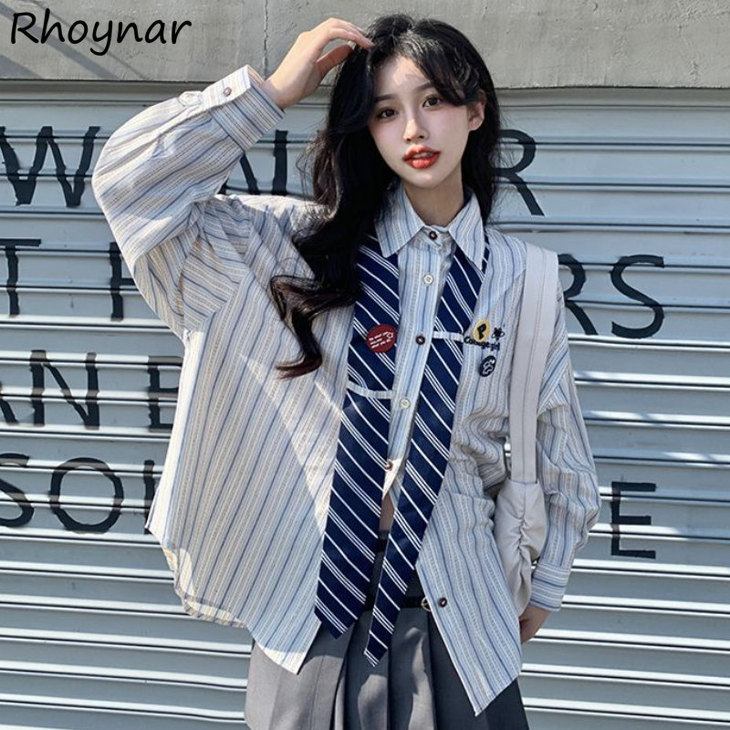 Striped Shirts Women Baggy Pre - مراجعة Street Fashion In Japanese وسعره