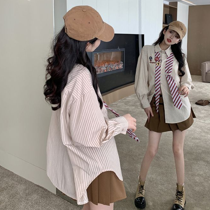 Striped Shirts Women Baggy Pre - مراجعة Street Fashion In Japanese وسعره