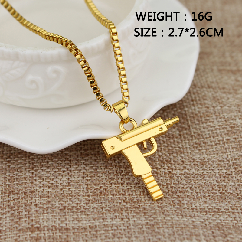 Trendy Uzi Gun Shaped Pendant  - مراجعة Street Fashion Jewelry وسعره