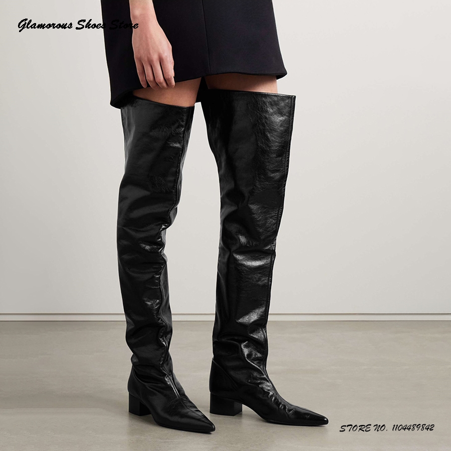 Crinkled-leather Over-the-knee - مراجعة Street Fashion Runway وسعره