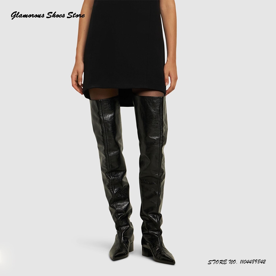 Crinkled-leather Over-the-knee - مراجعة Street Fashion Runway وسعره