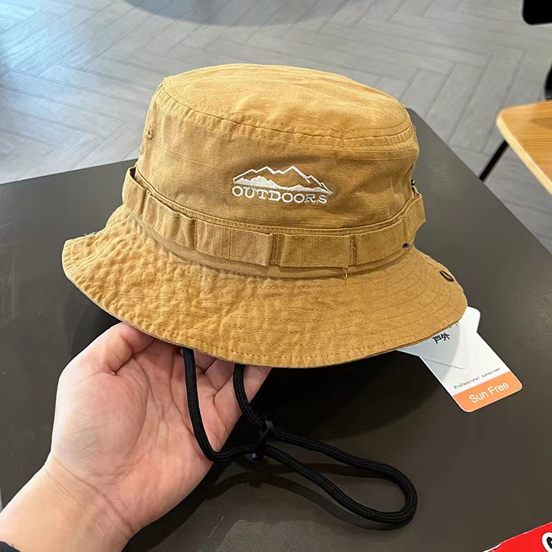 1pc Spring/Summer Retro Sun Ha - مراجعة Bucket Hat Embroidered وسعره